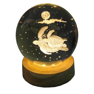 چراغ خواب مدل گوی کریستال طرح لاکپشت 3D کد۳۰۶