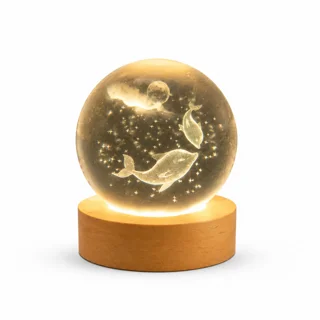 چراغ خواب طرح گوی کریستال مدل دلفین 3D کد303